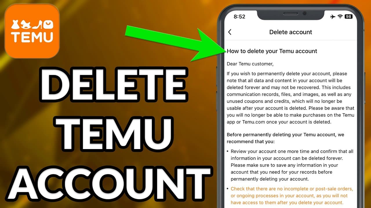 Jak usunąć konto Temu w aplikacji